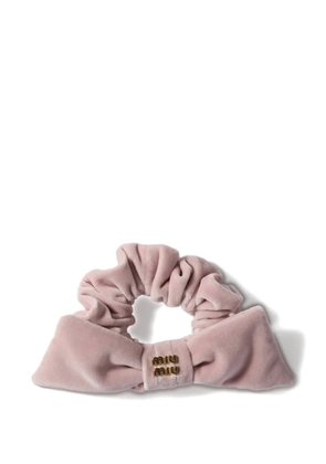 Miu Miu bow-detail logo-lettering scrunchie - Pink