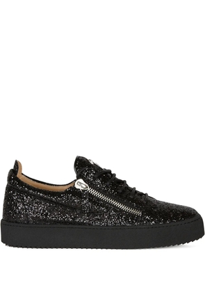 Giuseppe Zanotti Frankie glitter double-zip low-top sneakers - Black