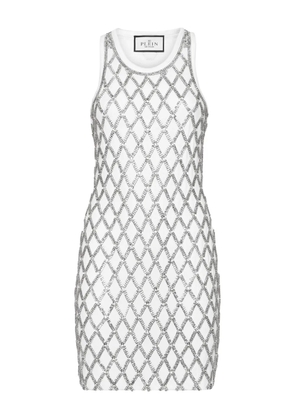 Philipp Plein Crystal Net mini dress - White