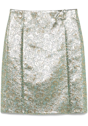 Nº21 metallic-flower-print midi skirt - Gold