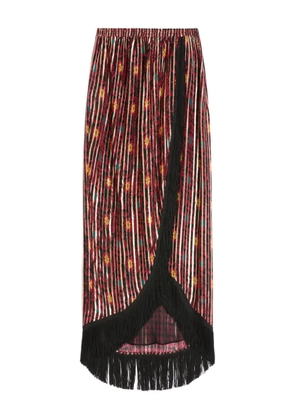 Valentino Garavani fringed floral-print maxi skirt - Red