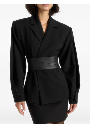 Manière De Voir Marie twist sleeve belted blazer - Black