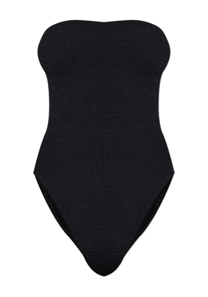 Bond-eye strapless textured swimsuit - Black