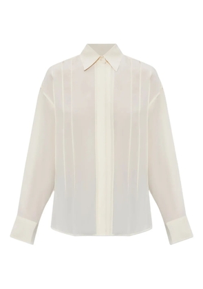 Victoria Beckham pleated-detail silk shirt - Neutrals