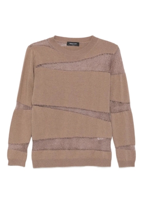 Fabiana Filippi open-knit inserts sweater - Brown