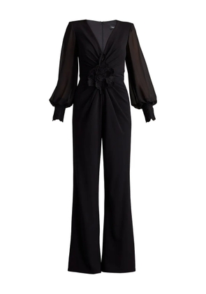 Tadashi Shoji floral-embellished V-neck jumpsuit - Black