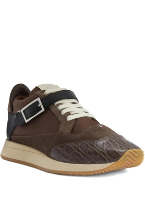 Giuseppe Zanotti buckle-strap crocodile-effect low-top sneakers - Brown