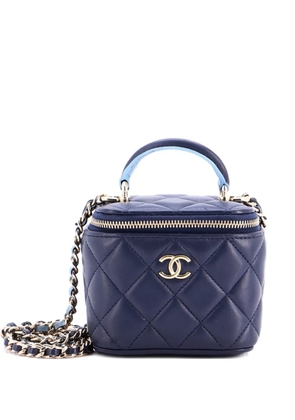 CHANEL Pre-Owned Classic Top Handle Vanity Case with Chain Quilted Lambskin Mini crossbody bag - Blue