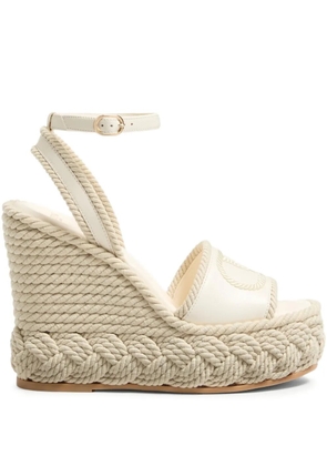 Valentino Garavani 130mm VLogo Torchon wedge sandals - White