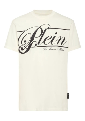 Philipp Plein italic logo-print cotton T-shirt - Neutrals
