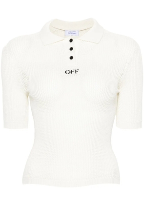 Off-White logo-embroidered polo shirt - Neutrals