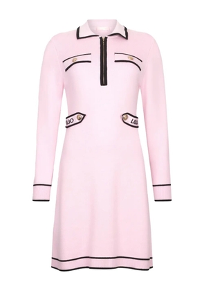 LIU JO striped polo-neck zip-front mini dress - Pink