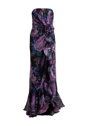 Tadashi Shoji Morwenna floral-print strapless gown - Black
