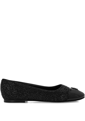 Philipp Plein strass logo ballerina flats - Black