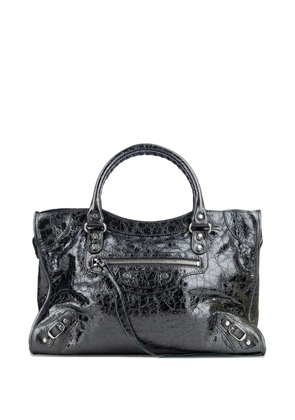Balenciaga Le City metallic-effect top-handle small tote bag - Grey