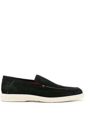 Santoni contrast-stitching suede loafers - Black