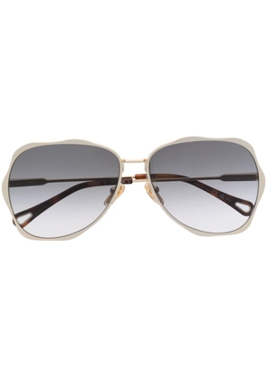 Chloé Eyewear logo-engraved pilot-frame sunglasses - Gold