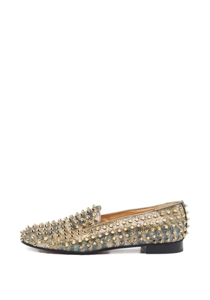 Christian Louboutin Pre-Owned Dandelion glitter spike loafers - Gold
