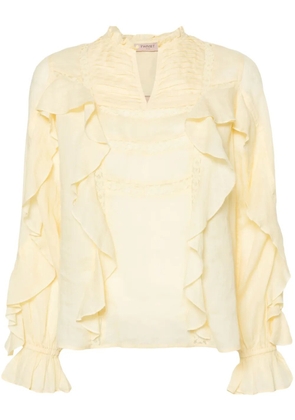 TWINSET lace-detailing ruffled blouse - Yellow