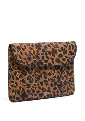 Bimba y Lola leopard-print quilted laptop case - Brown