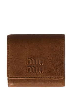 Miu Miu logo-embossed leather wallet - Brown