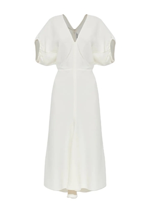 Victoria Beckham gathered short-sleeves midi dress - Neutrals