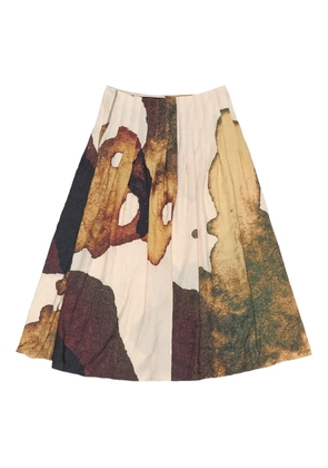 Bimba y Lola pleated abstract-print skirt - Neutrals