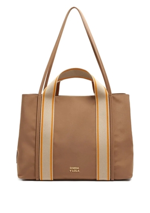 Bimba y Lola large Chihuahua striped tote bag - Brown