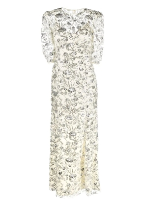 Self-Portrait sequin-embellished maxi dress - Neutrals