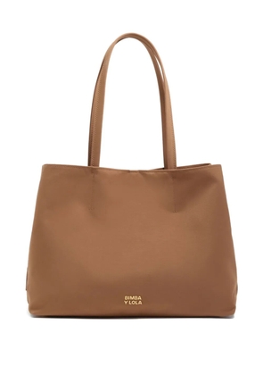 Bimba y Lola small logo-patch tote bag - Brown