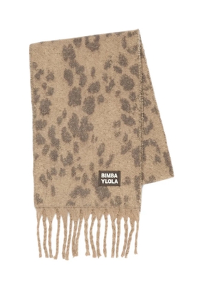 Bimba y Lola fringed animal scarf - Neutrals