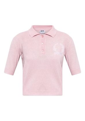 Moschino logo-embroidered polo shirt - Pink