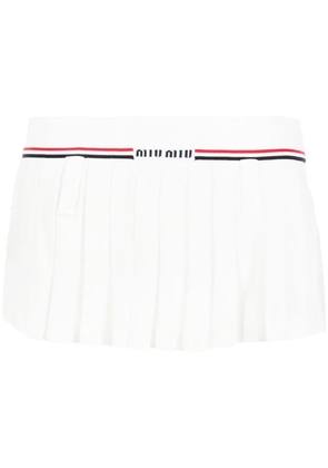 Miu Miu intarsia-logo pleated skirt - White