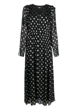 Karl Lagerfeld metallic monogram-print maxi dress - Black