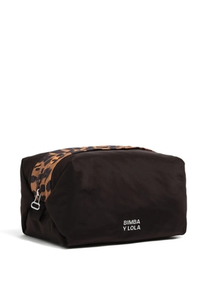 Bimba y Lola leopard-print panelled make-up bag - Black