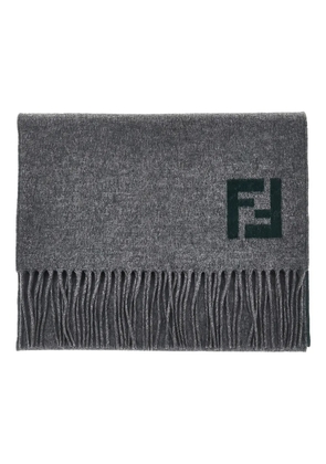 FENDI logo fringed scarf - Grey