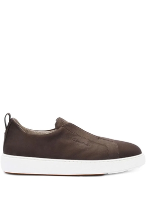 Santoni slip-on calfskin leather sneakers - Brown
