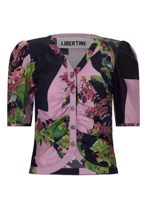 Libertine puff-sleeve floral-print blouse - Pink