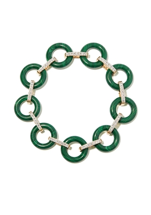 Mateo 14kt yellow gold malachite and diamond bracelet