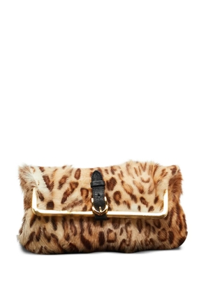 Jimmy Choo Pre-Owned leopard-print clasp clutch bag - Neutrals