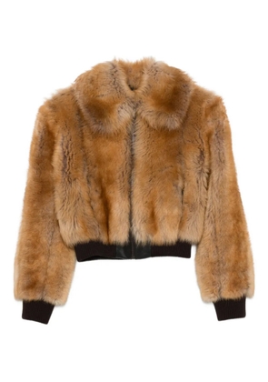 Saint Laurent zip-front shearling jacket - Brown