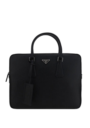 Prada triangle-logo leather briefcase - Black