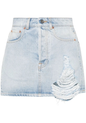 VETEMENTS distressed denim mini skirt - Blue