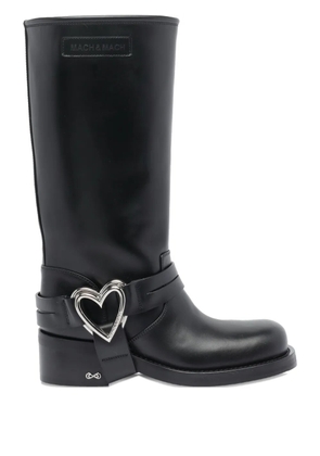 MACH & MACH 50mm Double Heart leather boots - Black