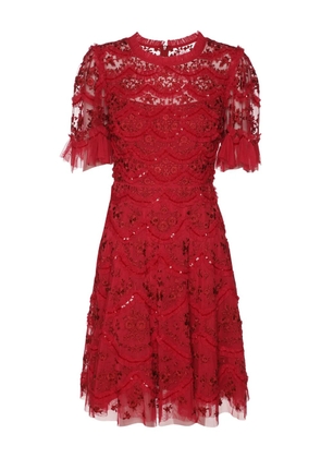 Needle & Thread Mini Lily Bloom lace embroidery dress - Red