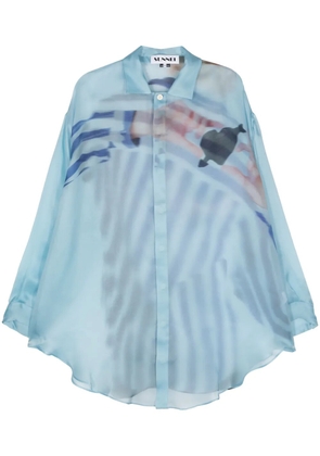 Sunnei Cuore-di-Pietra-print silk shirt - Blue