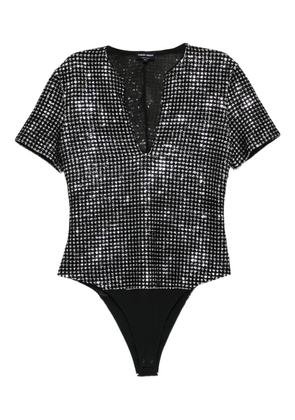 Giorgio Armani sequin-embellished v-neck bodysuit - Silver