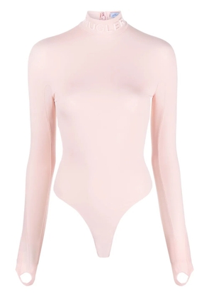 Mugler logo-lettering high-neck bodysuit - Pink