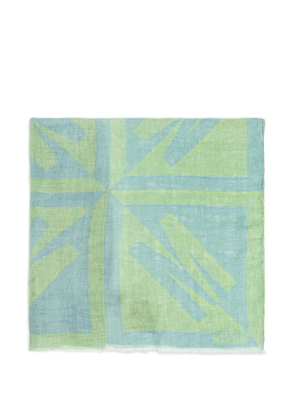 Moschino geometric-print linen scarf - Blue