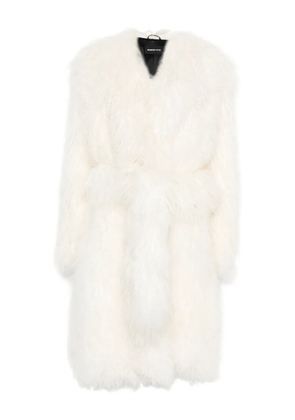 Numerootto Carlotta belted fluffy coat - White